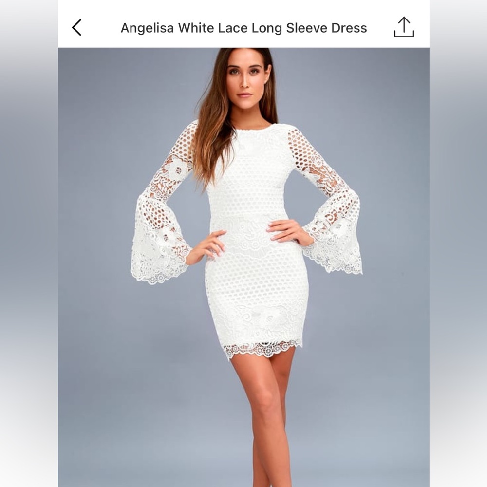 Lulu’s Angelisa White Lace Long Sleeve Dress XS